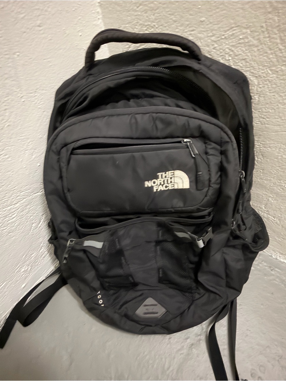 The North Face Black Padded Daypack with Front Logo